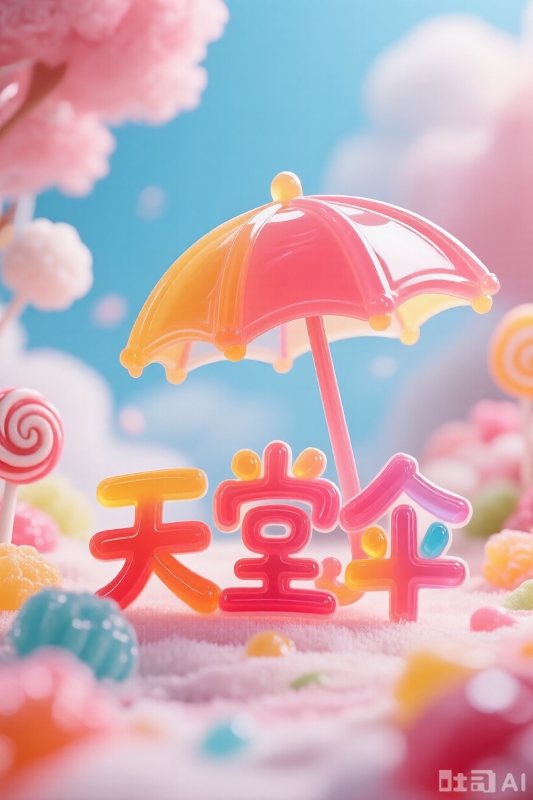 文字"天堂伞",Candy jelly style