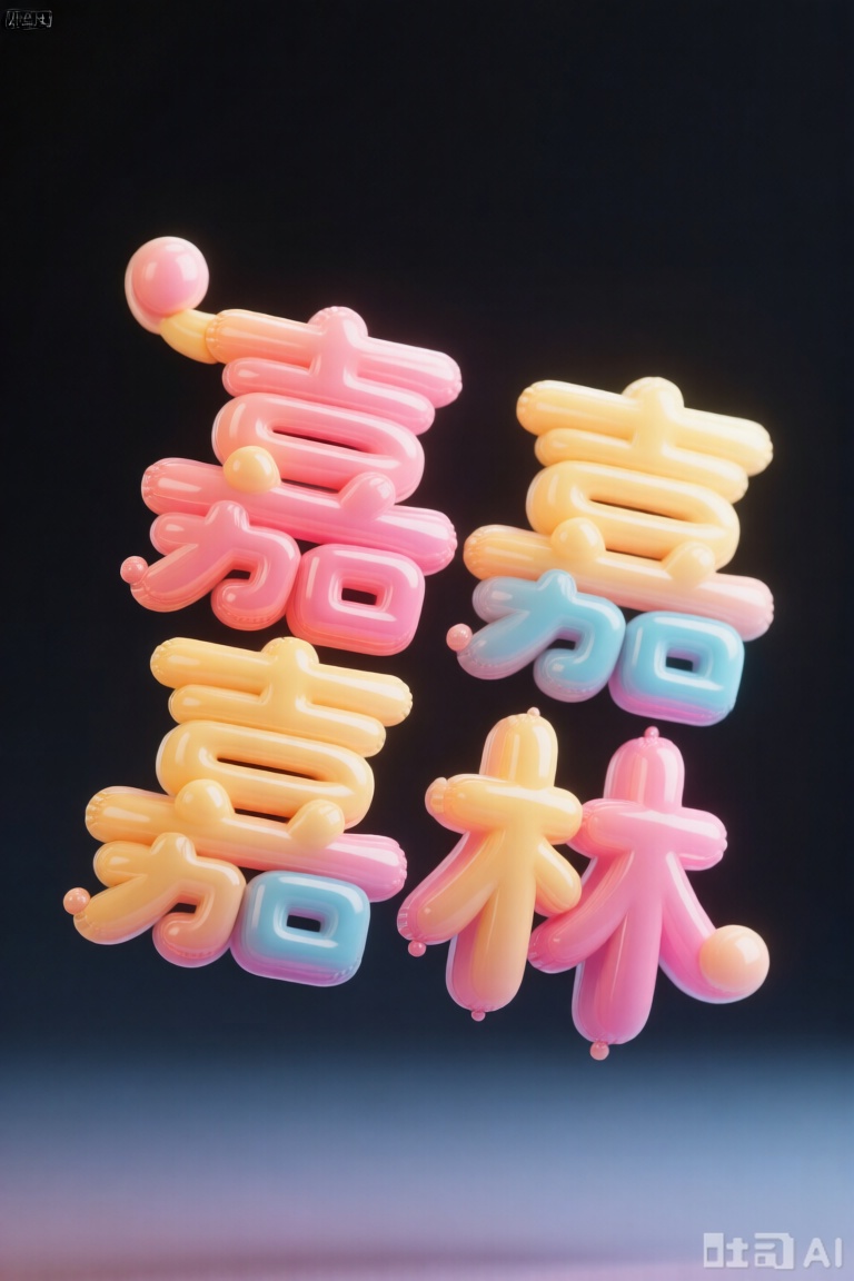 飞机,文字"嘉嘉林",Candy jelly style,膨胀风格