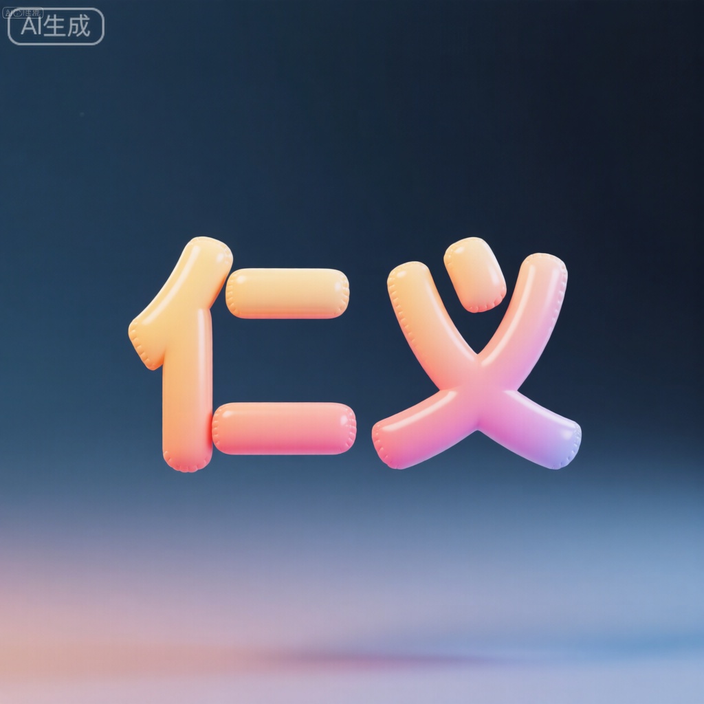 文字"仁义",膨胀风格