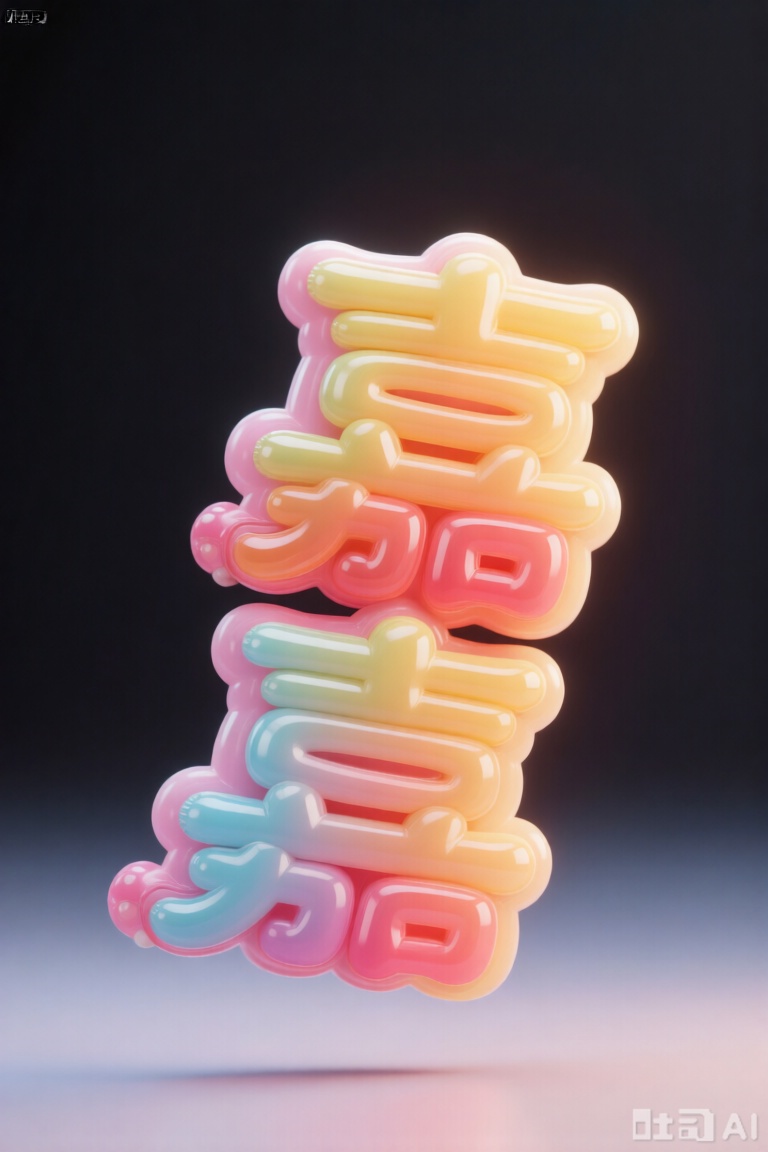 文字"嘉嘉林",Candy jelly style,膨胀风格