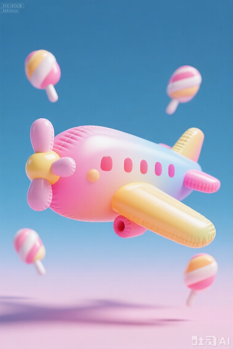 飞机,文字"嘉嘉林",Candy jelly style,膨胀风格