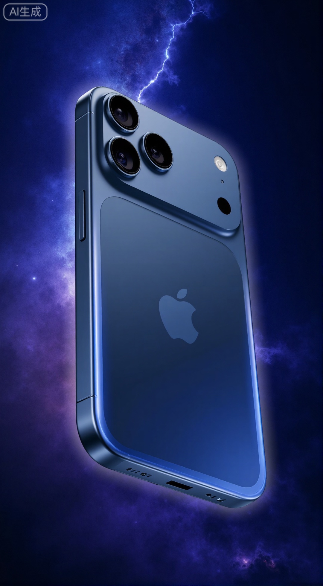  (masterpiece, best quality:1.2),A conceptual and artistic shot of iPhone17Pro, Sierra Blue color, with a subtle glow outlining its back and the triple camera system. The matte glass back and the aluminum alloy frame are in sharp focus, surrounded by a swirling galaxy-like background. The image is surreal and captivating.,XXbaifengsongyuYH,Xbigbreasts,Xiphone17proseries,Xiphone17air,Xiphone17proseries,Xiphone17air