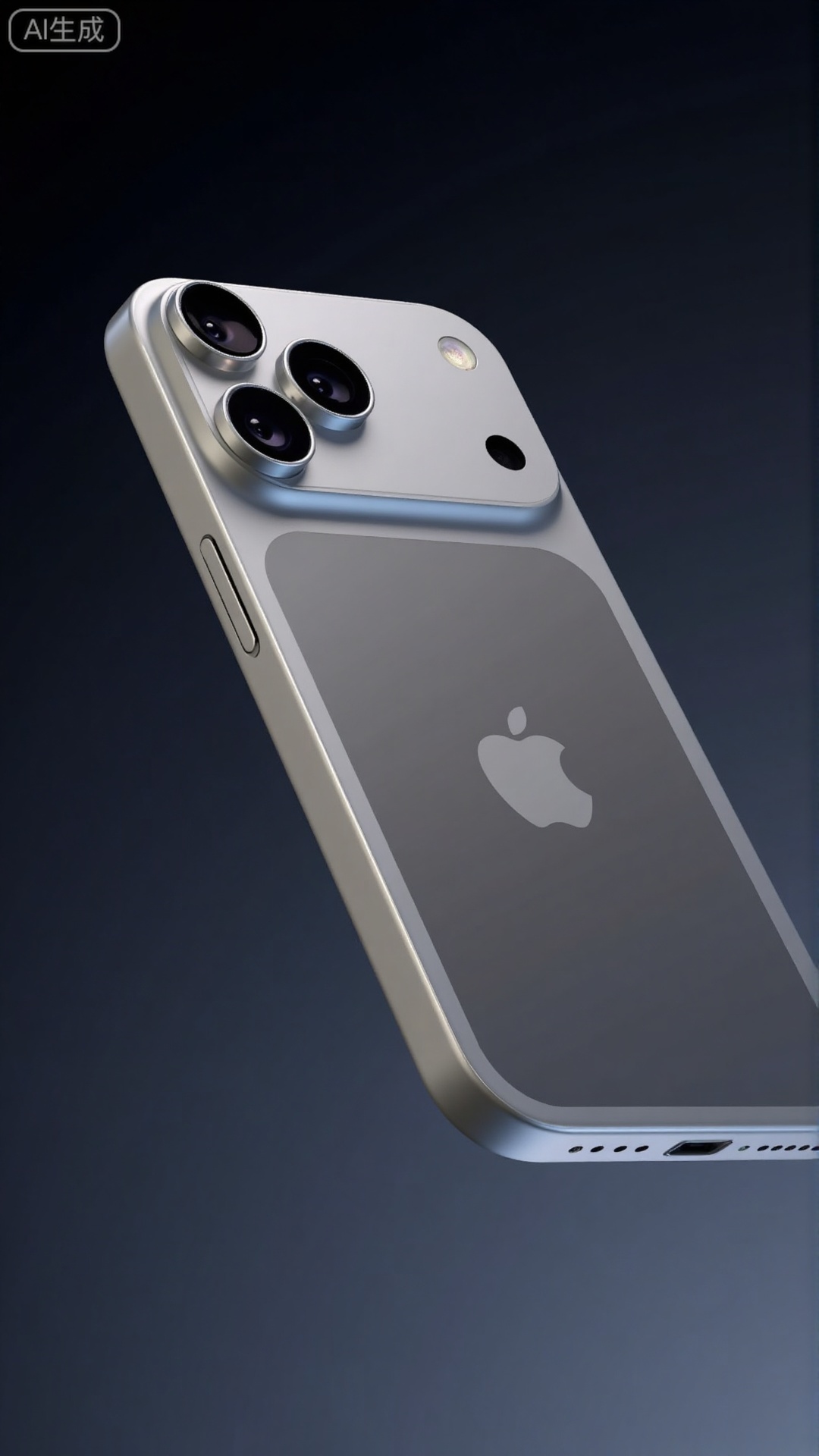 , a conceptual and artistic shot of iPhone17Pro, with a subtle mother-of-pearl finish, floating in a serene, dark void. The triple camera system is a centerpiece, and the aluminum alloy frame is a sharp line. The shot is surreal and minimalist, showcasing a soft pearlescent glow.Xbigbreasts,XbaifengsongyuYH,Xiphone17air,Xiphone17proseries,Xiphone17proseries,Xiphone17air