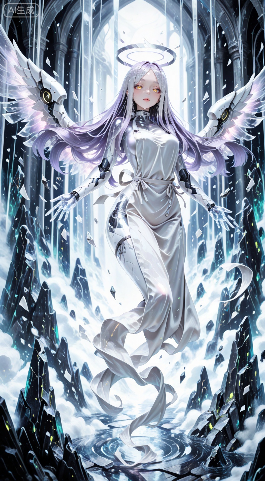 1girl,blue archive,-halo,:d,smile, long hair, purple hair, yellow eyes, angel's wings, BREAK (good anatomy:1.2)
Dreamweaver Aesthetics,Dreamweaver Aesthetics, Holographic digital art oil painting,silver and white,cool tone,hazy matte acidic particle texture image,three floating silver giant mechanical whales in the air,hollow mountain style,simple science fiction background,ittanmomenmge,ittanmomenmge, ghost, ghost tail, white skin, colored skin, see-through, floating, no hands, wind,Long hair, green eyes,white apron, naked apron