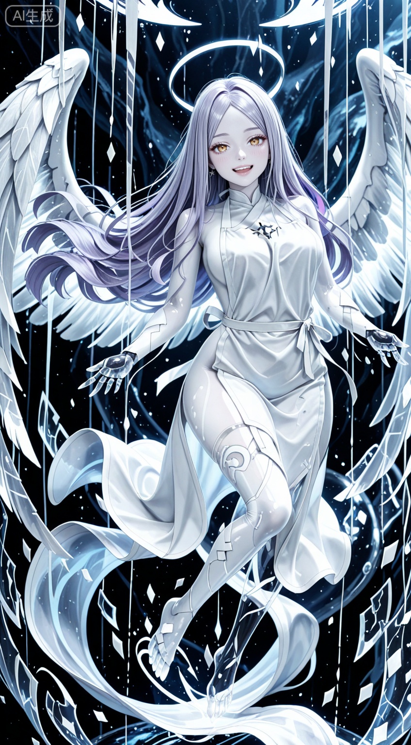 1girl,blue archive,-halo,:d,smile, long hair, purple hair, yellow eyes, angel's wings, BREAK (good anatomy:1.2)
Dreamweaver Aesthetics,Dreamweaver Aesthetics, Holographic digital art oil painting,silver and white,cool tone,hazy matte acidic particle texture image,three floating silver giant mechanical whales in the air,hollow mountain style,simple science fiction background,ittanmomenmge,ittanmomenmge, ghost, ghost tail, white skin, colored skin, see-through, floating, no hands, wind,Long hair, green eyes,white apron, naked apron