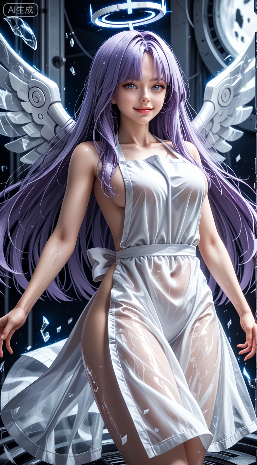 1girl,blue archive,-halo,:d,smile, long hair, purple hair, yellow eyes, angel's wings, BREAK (good anatomy:1.2)
Dreamweaver Aesthetics,Dreamweaver Aesthetics, Holographic digital art oil painting,silver and white,cool tone,hazy matte acidic particle texture image,three floating silver giant mechanical whales in the air,hollow mountain style,simple science fiction background,ittanmomenmge,ittanmomenmge, ghost, ghost tail, white skin, colored skin, see-through, floating, no hands, wind,Long hair, green eyes,white apron, naked apron