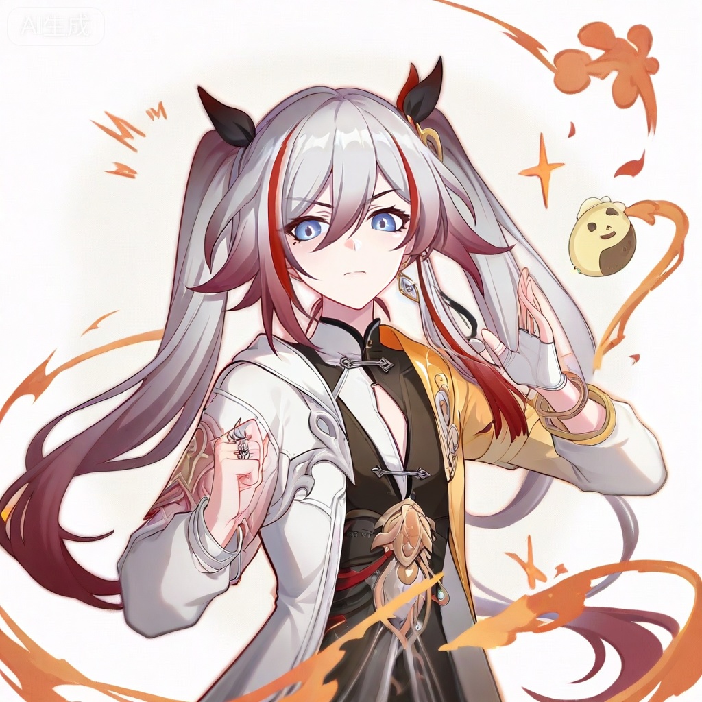 masterpiece, best quality,solo,((white background:1.2)),simple background,
looking at viewer,copyright name,character name,official alternate costume,chinese text,game_cg_style,honkai_style,logo,pose,full body,standing
fu hua