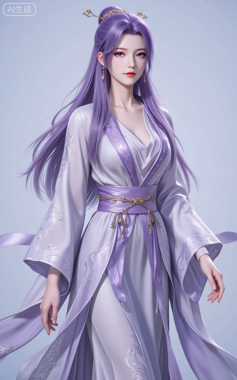 1girl, solo, long hair, looking at viewer, hair ornament, long sleeves, dress, purple eyes, upper body, purple hair, hair bun, chinese clothes,
yunxiaoxianzi,lvjing,baoshi