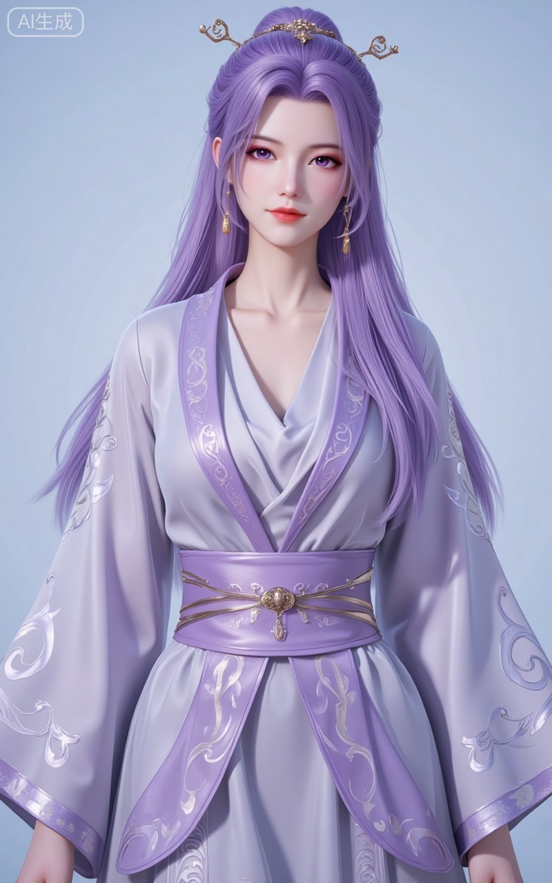 1girl, solo, long hair, looking at viewer, hair ornament, long sleeves, dress, purple eyes, upper body, purple hair, hair bun, chinese clothes,
yunxiaoxianzi,lvjing,baoshi