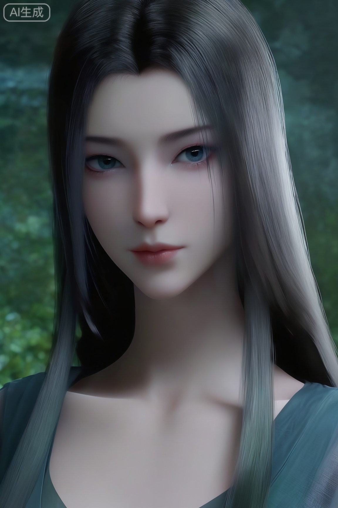 score_9,score_8_up,score_7_up,score_6_up,1girl, solo, long hair, breasts, blue eyes, looking at viewer, black hair,  collarbone, closed mouth, lips, portrait, ,dark green dress, 
pale skin,translucent,realistic,white skin,high detailed skin,(detailed skin:1.1),highly detailed,ultra-high resolution,32K UHD,sharp focus,best-quality,masterpiece,unconventional supreme masterpiece,masterful details,temperate atmosphere,with a high-end texture,in the style of fashion photography,Dynamic Angle,

Masterpiece, best quality, amazing quality,ultra detailed, refined details, high resolution, HD, masterwork,high detail ,Exquisite beauty, 