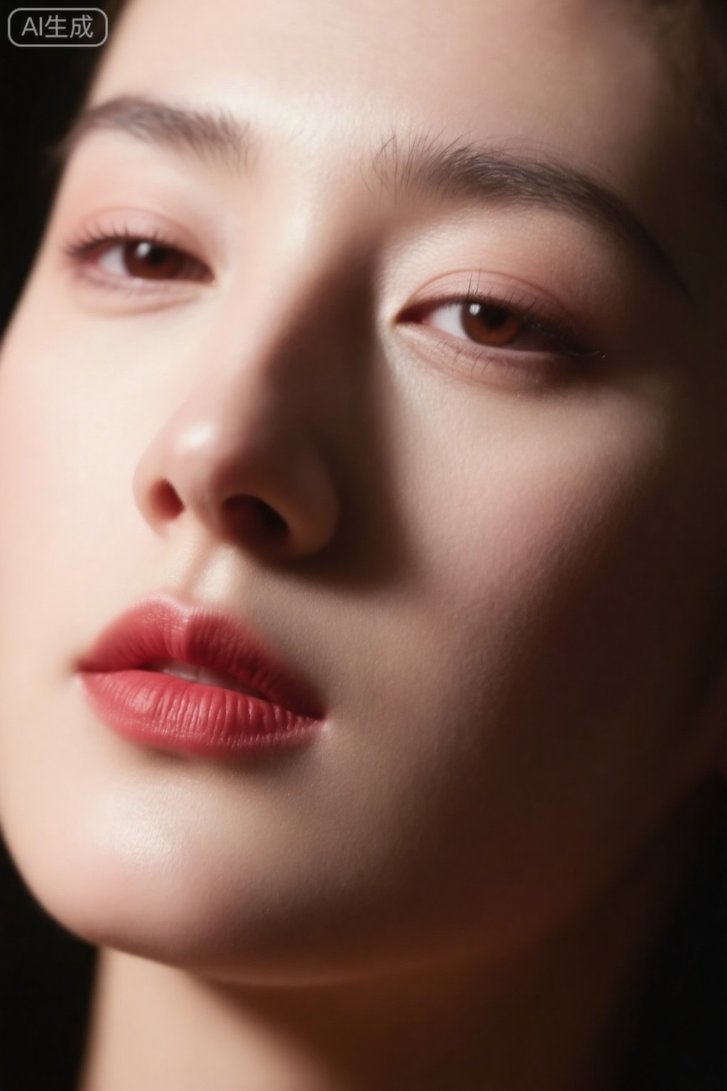 Light and shadow, lady1, the picture is a close-up of a person's face, with side light pouring from the upper left, clearly outlining the contour of the face. The right face is hidden in soft shadows, with rich layers. The high nose bridge and slightly raised lips are lit and have a prominent texture. The eyes are bright and the eyes are firm. The hair shines in the light. The background is dark tones, which contrasts sharply with the bright parts of the characters, creating a very infectious visual effect and highlighting the character's resolute temperament.