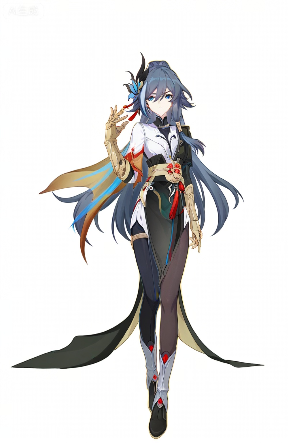 masterpiece, best quality,solo,((white background:1.2)),simple background,,full body
looking at viewer,copyright name,character name,official alternate costume,chinese text,game_cg_style,honkai_style,logo,pose,standing,fu hua