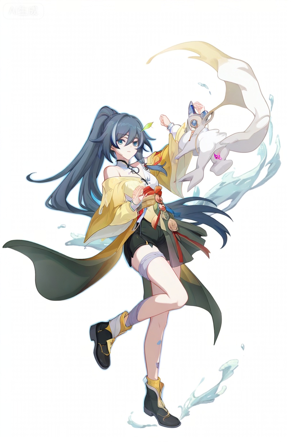 masterpiece, best quality,solo,((white background:1.2)),simple background,,full body
looking at viewer,copyright name,character name,official alternate costume,chinese text,game_cg_style,honkai_style,logo,pose,standing,fu hua