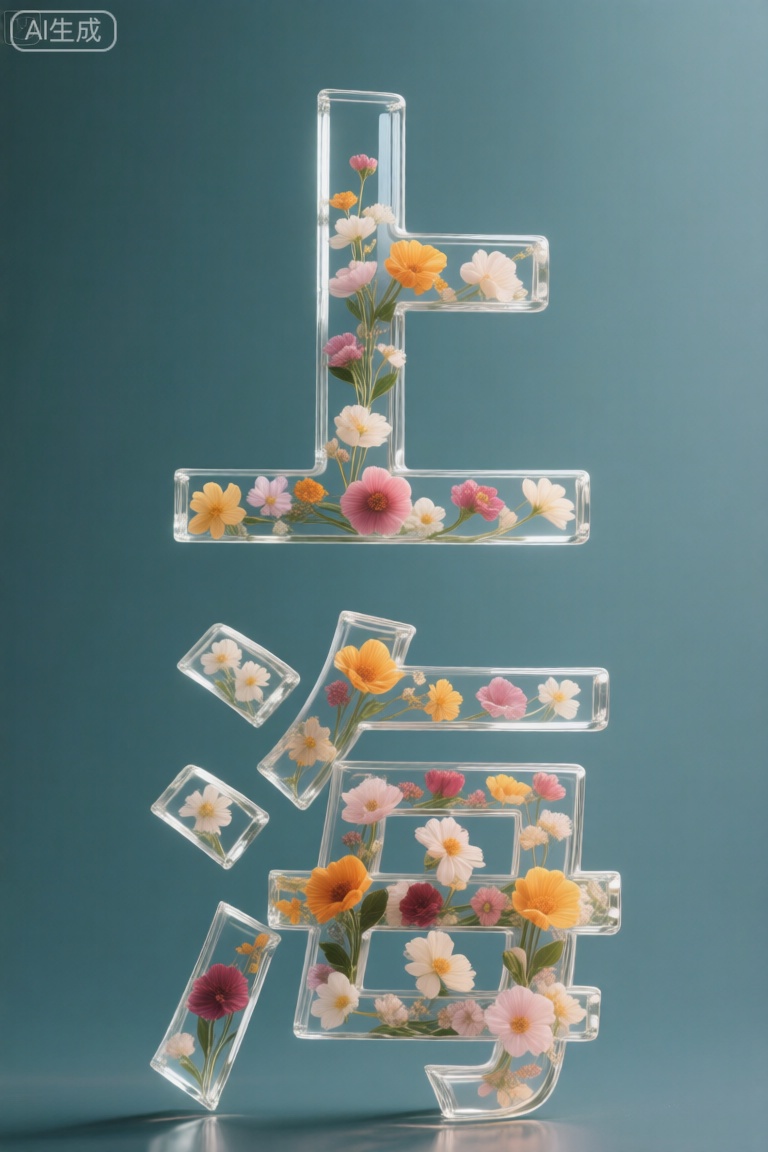 玻璃生花文字"上海",竖排
