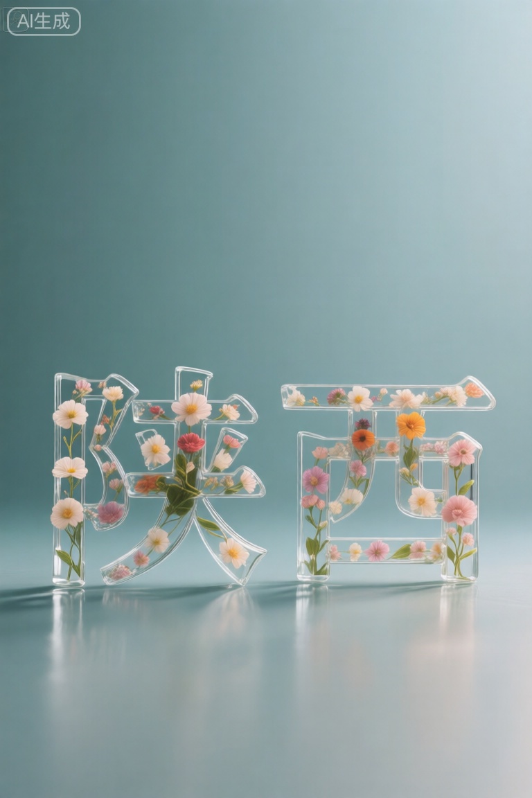 玻璃生花文字"陕西"