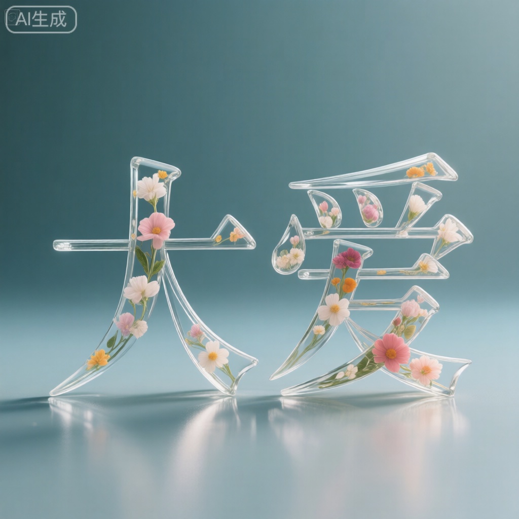 玻璃生花文字"大爱"