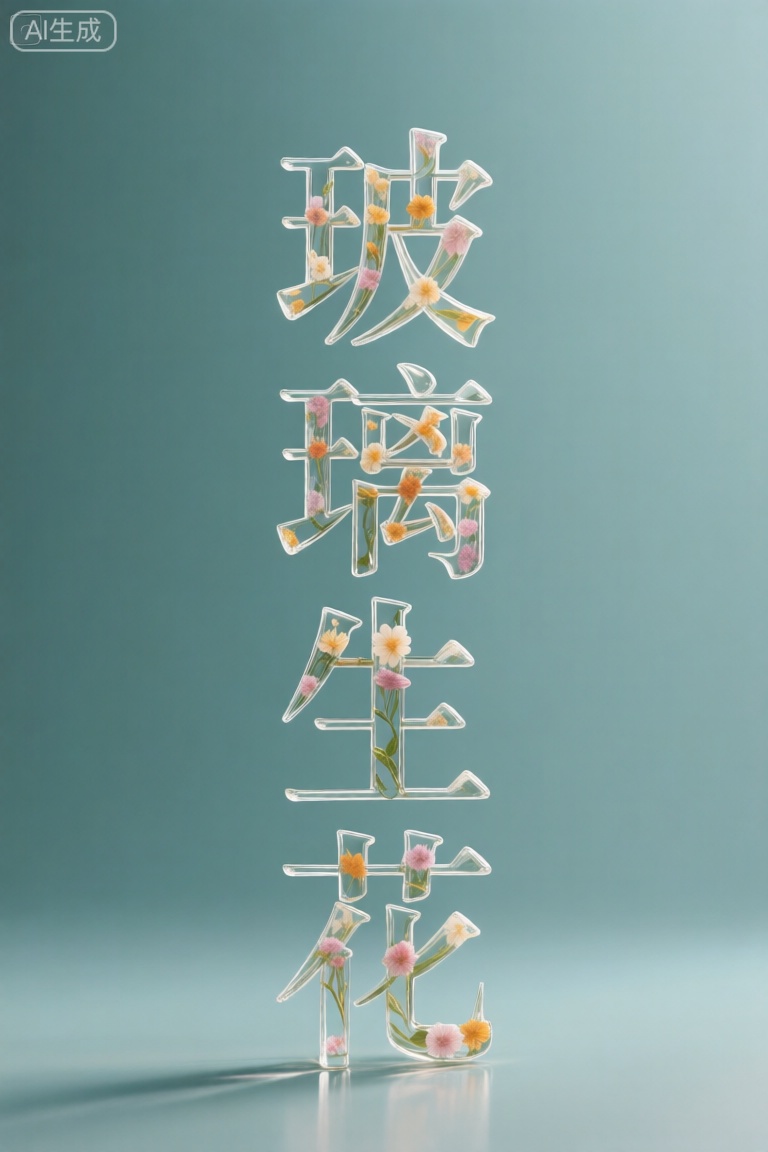 玻璃生花文字"玻璃生花",竖排