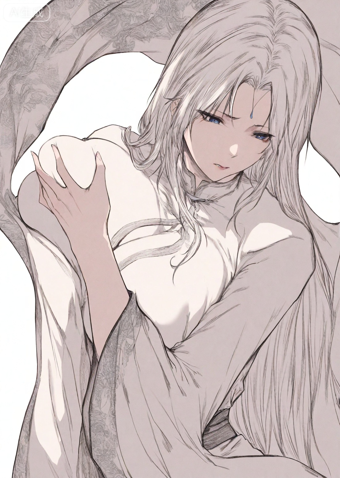 ((very awa)),(solo),highly detailed,(best quality),((masterpiece)),1girl,ge,lineart,flat color,simple background,upper_body,