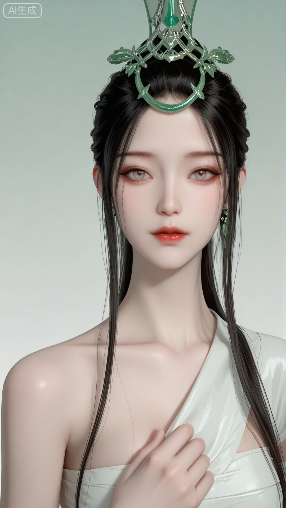 1girl, LJJ clothes, solo, exquisite skin, upper_body, looking at viewer, even illumination, very awa, Gradient background,