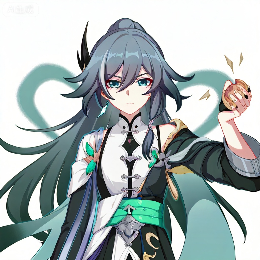 masterpiece, best quality,solo,((white background:1.2)),simple background,,full body
looking at viewer,,fu_hua,copyright name,character name,official alternate costume,chinese text,game_cg_style,honkai_style,logo,pose,standing
