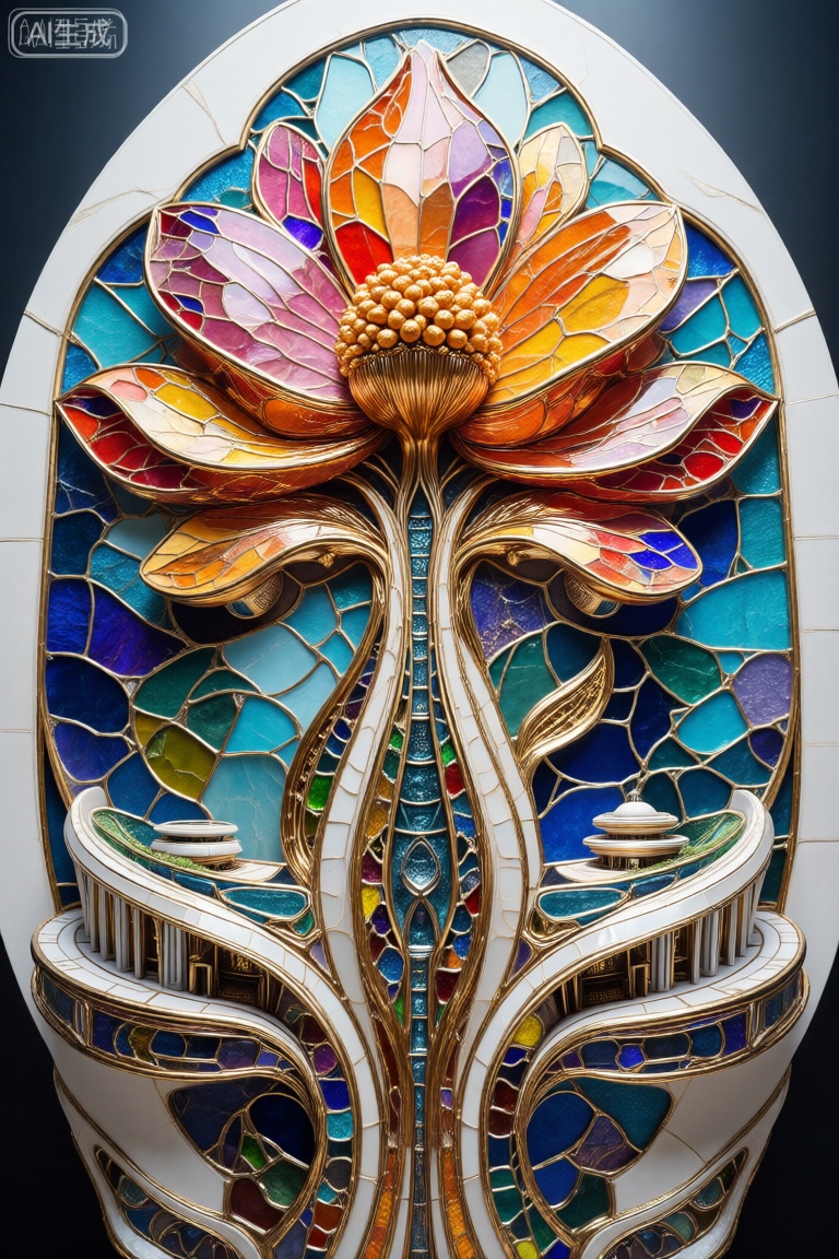 Future Architecture,未来建筑,玻璃生花,Flower characters,彩色玻璃拼画