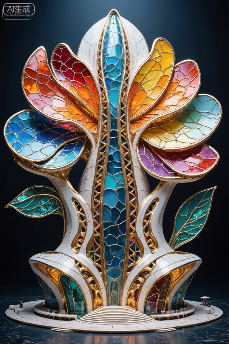 Future Architecture,未来建筑,玻璃生花,Flower characters,彩色玻璃拼画
