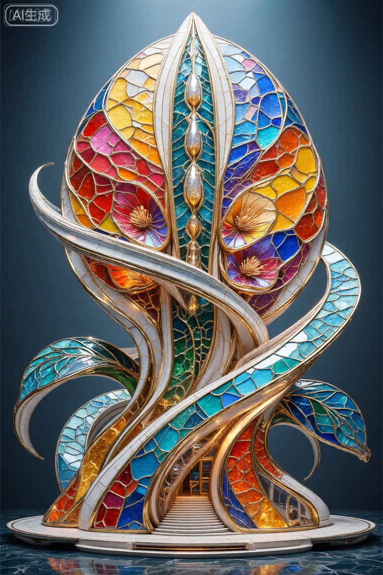 Future Architecture,未来建筑,玻璃生花,Flower characters,彩色玻璃拼画