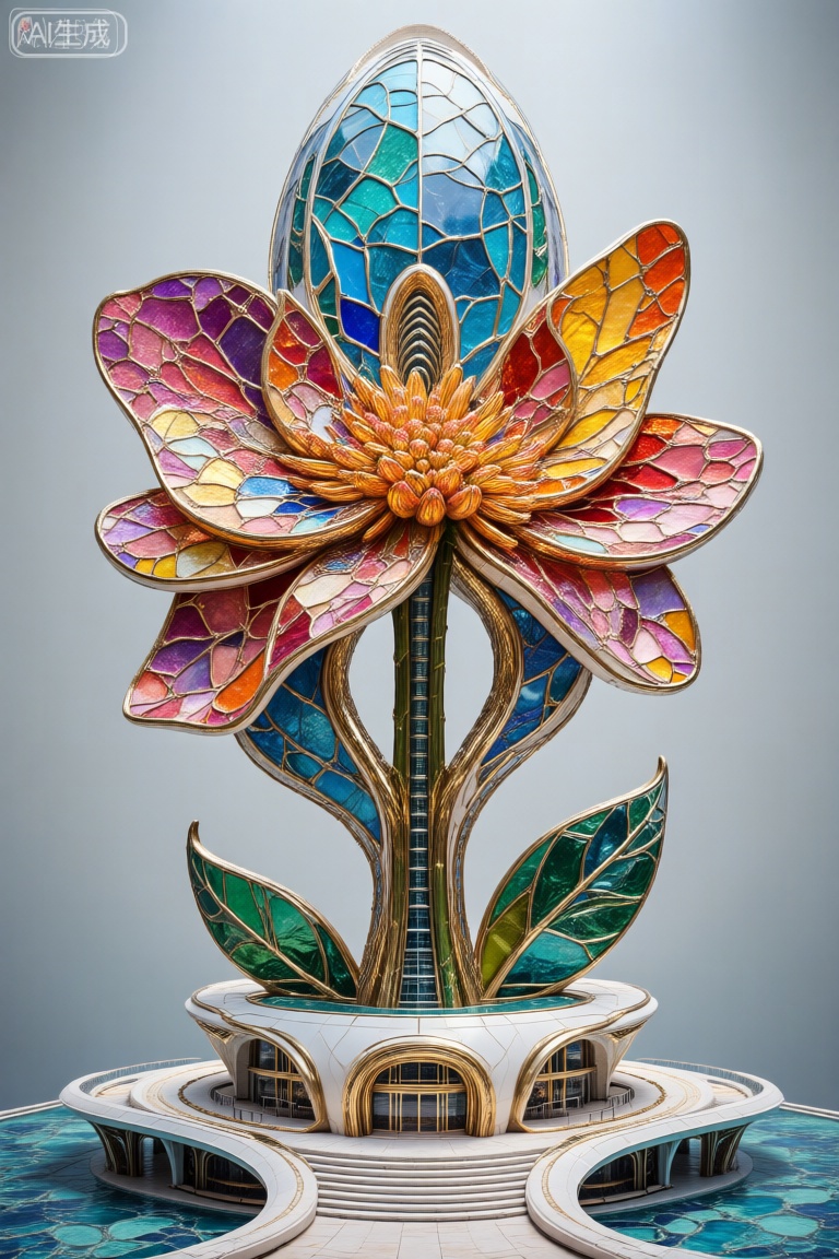 Future Architecture,未来建筑,玻璃生花,Flower characters,彩色玻璃拼画