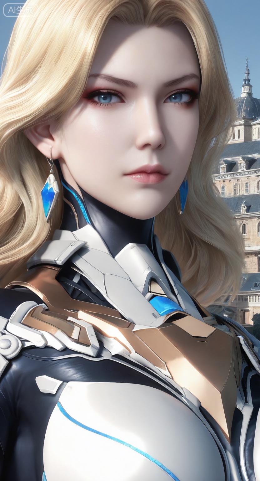 1girl, solo, short hair, blue eyes, blonde hair, jewelry, closed mouth, earrings, lips, looking at viewer, bodysuit, makeup, portrait, realistic, nose, 
3d \(artwork\),

Masterpiece, best quality, amazing quality, newest, very aesthetic, absurdres, (scenery:1.4), 8k, good anatomy, good shading, ultra detailed, refined details, high resolution, HD, masterwork,high detail ,Exquisite beauty, charming, 3D rendering,illustration,CG,long hair,Round face:1.4,realistic