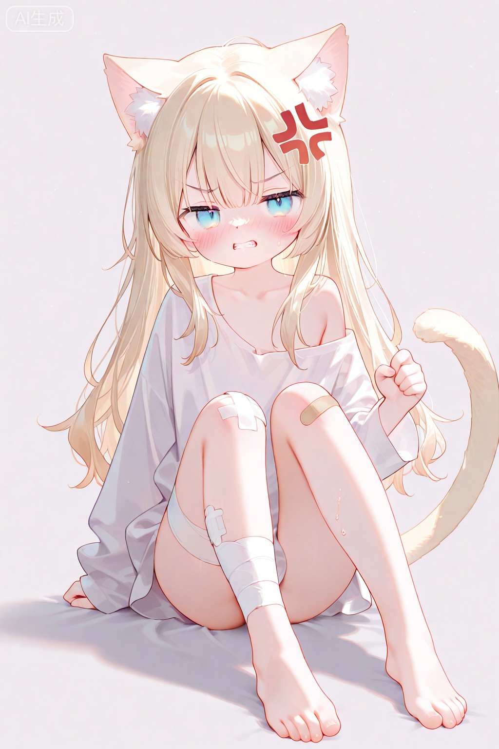 1girl,  anger vein,  animal ear fluff on Tensor.Art