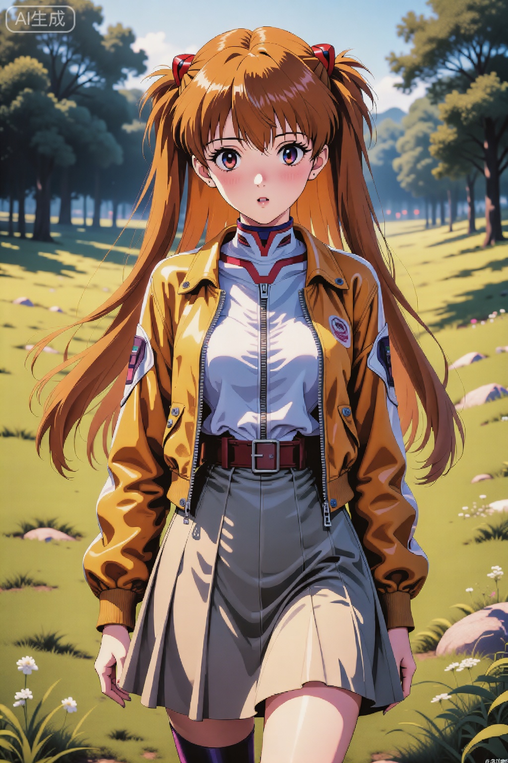 yoneyama mai:0.365,Ayanami Rei_\（Neon Genesis Evangelion\）,杰作,最佳品质,惊人品质,非常美观,荒诞,最新,极端美学,时尚摄影风格,光粒子,电影照明,视觉冲击,清晰聚焦,情感化,景深,荷兰角度,风景,1个女孩,独唱,看着观众,裙子,夹克,辫子,户外,
（平面颜色：1.7）,（摘要：0.5）,（动漫截图）,（动画着色）,