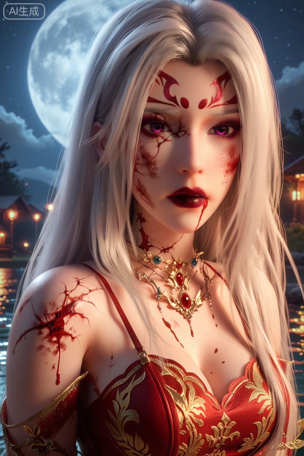 supermodel,score_8_up,score_7_up,hyperdetailed,hyperrealistic,volumetric lighting,focus on face,textured skin,eye lighting,SkinHairDetail,zPDXL,very attractive,Expressiveh,realistic skin,
score_9,score_8_up,score_9,score_8_up,1 girls,high cold face,yujie,perfect round large,breasts,jewelry,beautiful eyes,detailed eyes,breast,blood from mouth,blood stain,broken body,spitting blood,tsundere,contempt,disdain,cold,
night,red moon,(red mist:1.2),lamppost,scarlet moon,blood lake,massive hemorrhage,rupture of blood vessel,