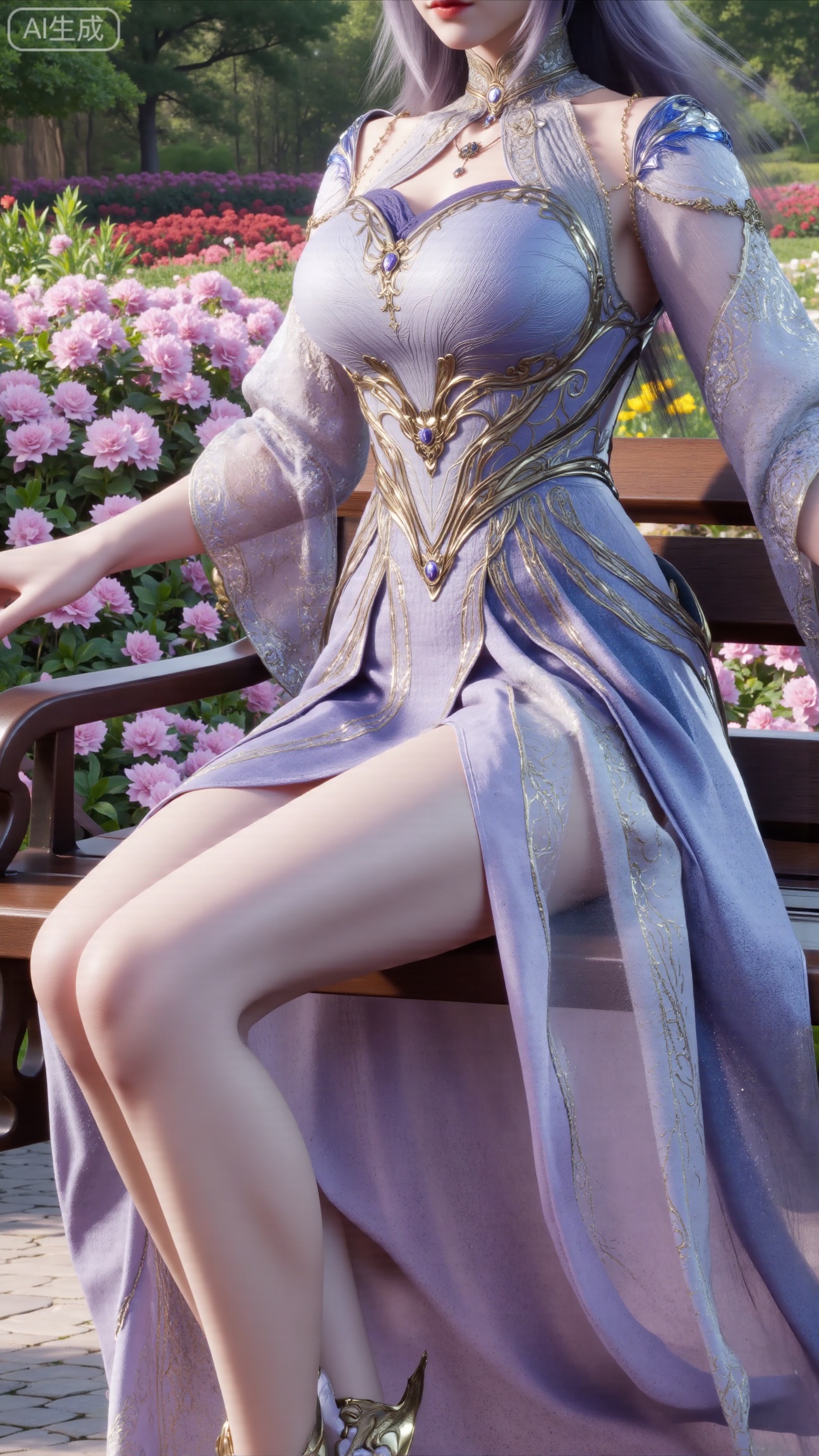 (masterpiece, best quality:1.2),A beauty ,(dress). Leaning on a garden bench filled with flowers,.Sunlight filters through the leaves onto her face, creating a lazy and gentle atmosphere, and her skirt sways softly in the breeze. 8K resolution, detailed texture of knitted fabric, lustrous pearl texture, vivid flower colors, soft natural light, Instagram - style filter texture.,(huge breasts:2.99),(full breasts:2.99),XbaifengsongyuYH,Xbigbreasts,Xyehuiling,XtangwutongXnb,Xyinyangjiaoshengnv,XmupeilingHongyi,XsiyouyouYH,XkejinnvdiHY,Xbaitianshi,XtangwutongXM,XnvgongjueNB