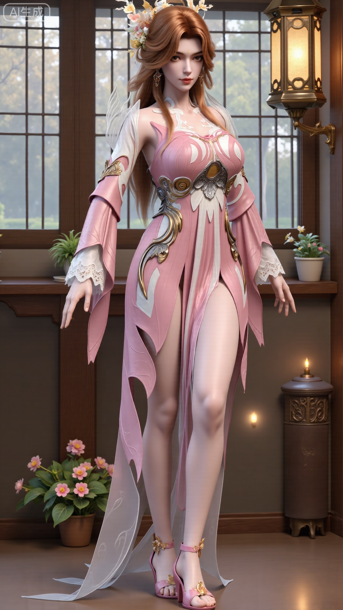 (masterpiece, best quality:1.2),indoors,window,traditional lantern,bare legs,potted plants, long legs,dress,blurry background,motion blur,full body,legs,beautiful detailed eyes,legs,breasts,Detailed eyes,CG rendering,8K resolution,8K quality,Volume light,room,forest,(huge breasts:2.99),(full breasts:2.99),,Xbigbreasts,XbaifengsongyuYH,XzhouzimoH,XliancangH,XmupeilingHongyi,XyinyueX3,Xmaoyibaizhequn,XpikaqiuTX,XmupeulingHY3,XmupeulingHY2,XtangwutongXnb,Xyinyangjiaoshengnv,XsiyouyouYH,XnvgongjueNB,XtangwutongXM,Xtantaizhangmen,XchuyueXM,XhuangjinhuanvziNB