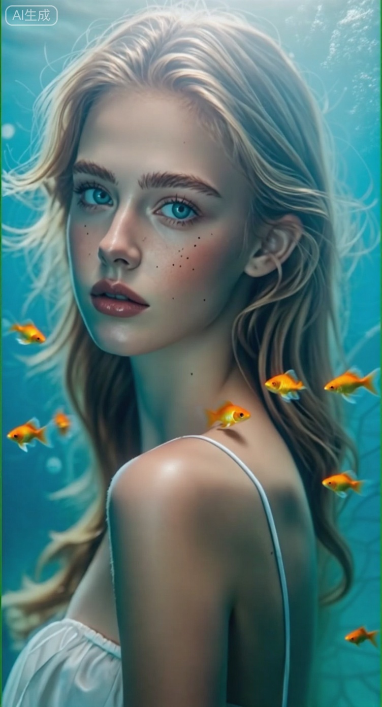 Convert the image into an underwater group photo effect