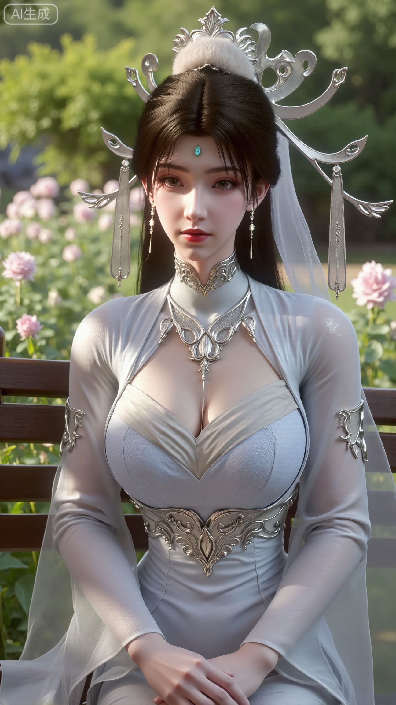 (masterpiece, best quality:1.2),A beauty ,(dress). Leaning on a garden bench filled with flowers,.Sunlight filters through the leaves onto her face, creating a lazy and gentle atmosphere, and her skirt sways softly in the breeze. 8K resolution, detailed texture of knitted fabric, lustrous pearl texture, vivid flower colors, soft natural light, Instagram - style filter texture.,(huge breasts:2.99),(full breasts:2.99),,XbaifengsongyuYH,Xbigbreasts,Xyehuiling,XtangwutongXnb,Xyinyangjiaoshengnv,XmupeilingHongyi,XsiyouyouYH,XkejinnvdiHY,Xbaitianshi,XtangwutongXM,XnvgongjueNB,XchuyueXM,Xtantaizhangmen