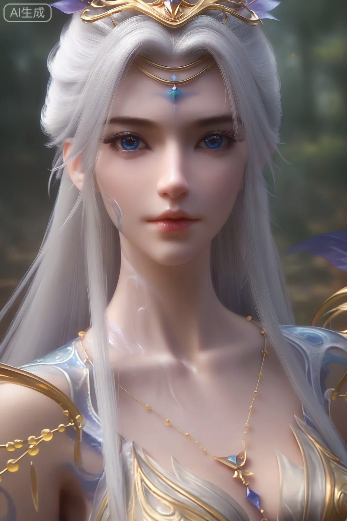 score_9,score_8_up,score_7_up,
1girl, solo, long hair, breasts, looking at viewer, blue eyes, hair ornament, dress, jewelry, upper body, white hair, necklace, armor, realistic, 