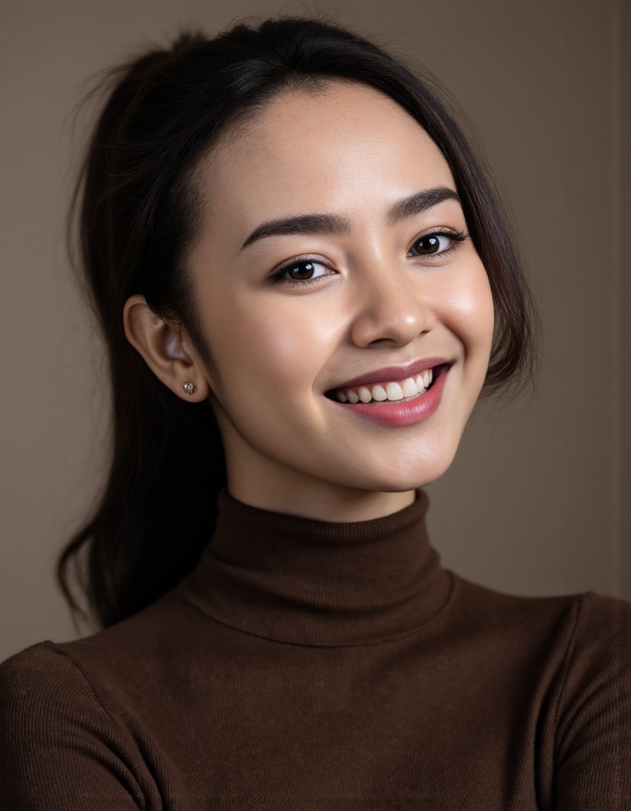 A close-up editorial fashion portrait of a young female model,  tightly framed to include only her face,  neck on Tensor.Art