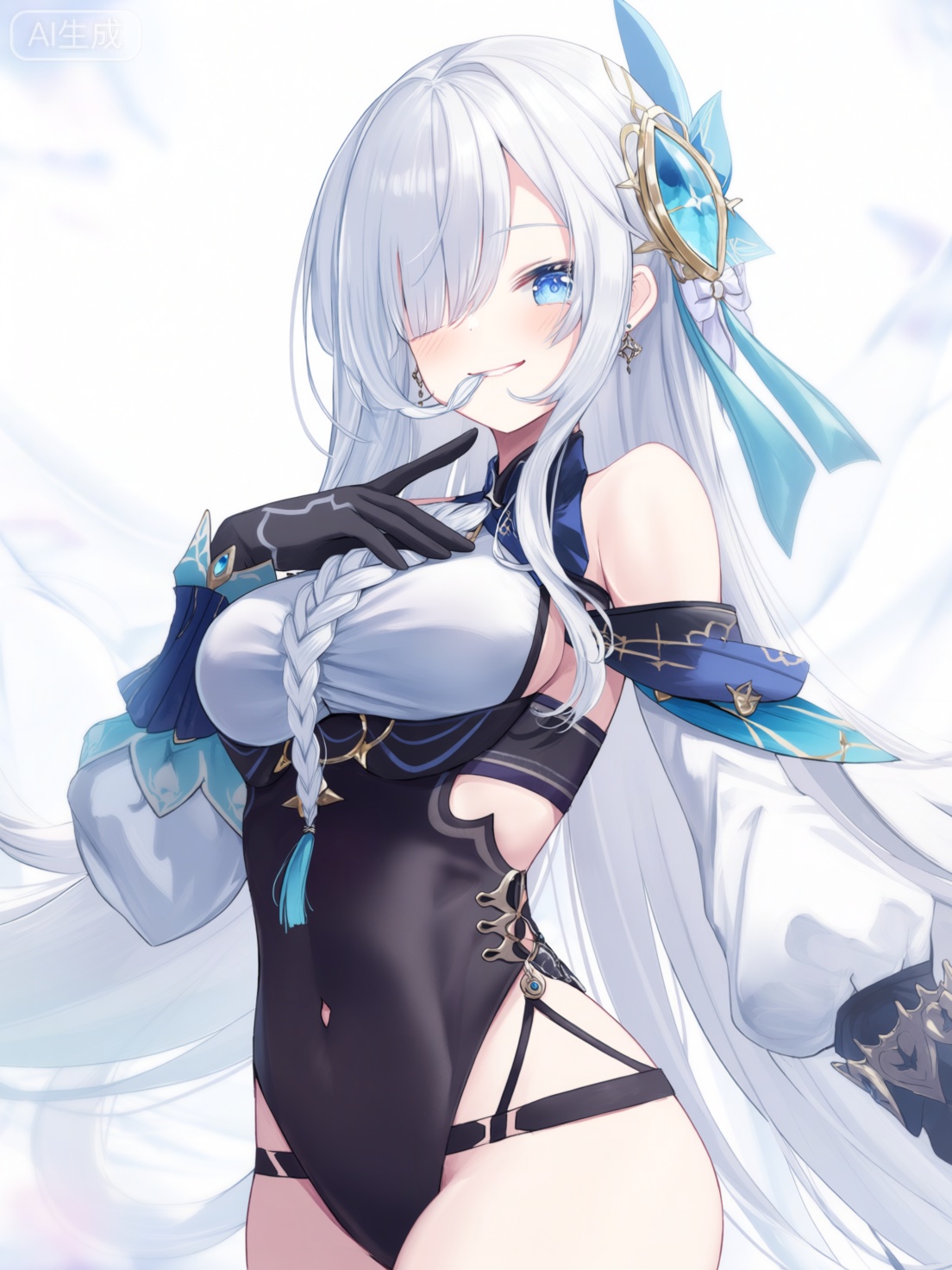 1girl,  shenhe \(genshin impact\),  solo on Tensor.Art