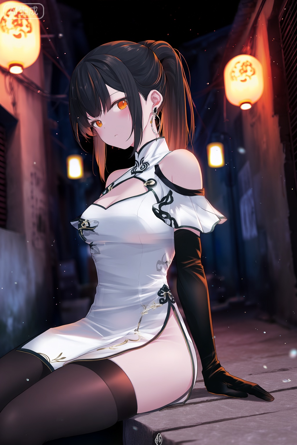 一个来自镇海（阿祖巷）的姑娘,  黑发,  侧马尾 on Tensor.Art