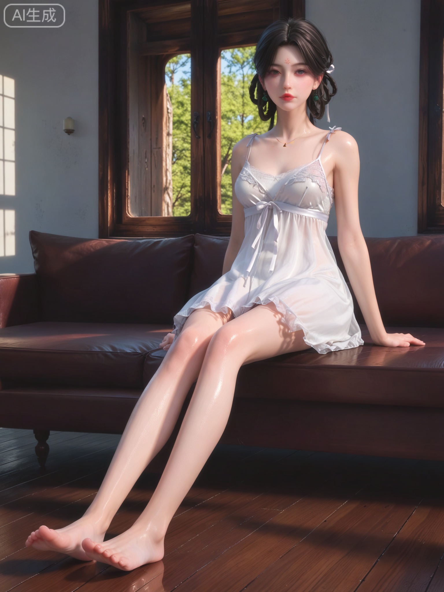 score_9,score_8_up,score_7_up,1girl,looking_at_viewer,realistic,photorealistic,1girl,Vivid Colors,(white babydoll:1.3),bright environment,shiny skin,shiny hairjewelry,detail eyes,Eyes highlights,extreme detail description,(full body:0.8),light,glowing,sunshine,bright,reflection,bright,sunshine on face,shiny,shinny,petite,thin,leg slimming,lose weight,slim hips,lakeside,delicate water,reflection,specular reflection,sitting_down,(shinny,petite:1.3),