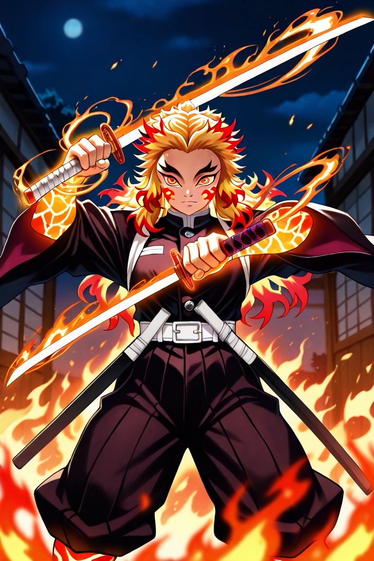 Kyojuro Rengoku from demon slayer,  Kyojuro Rengoku costume,  floating on Tensor.Art