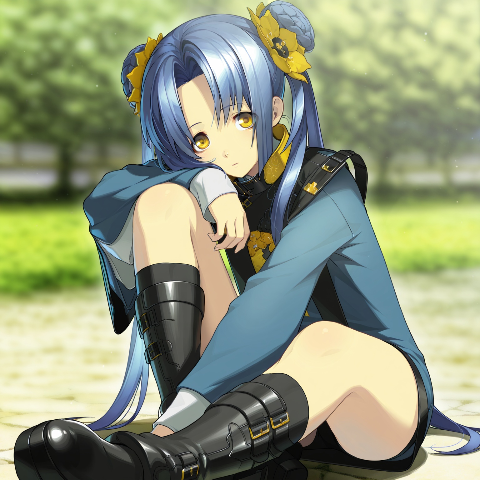 kikokugai/\(remake/\),  blue hair,  yellow eyes on Tensor.Art