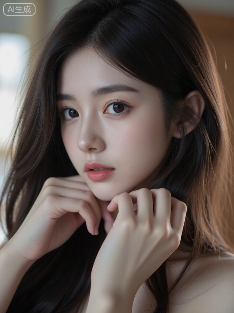 realistic photo of a young woman