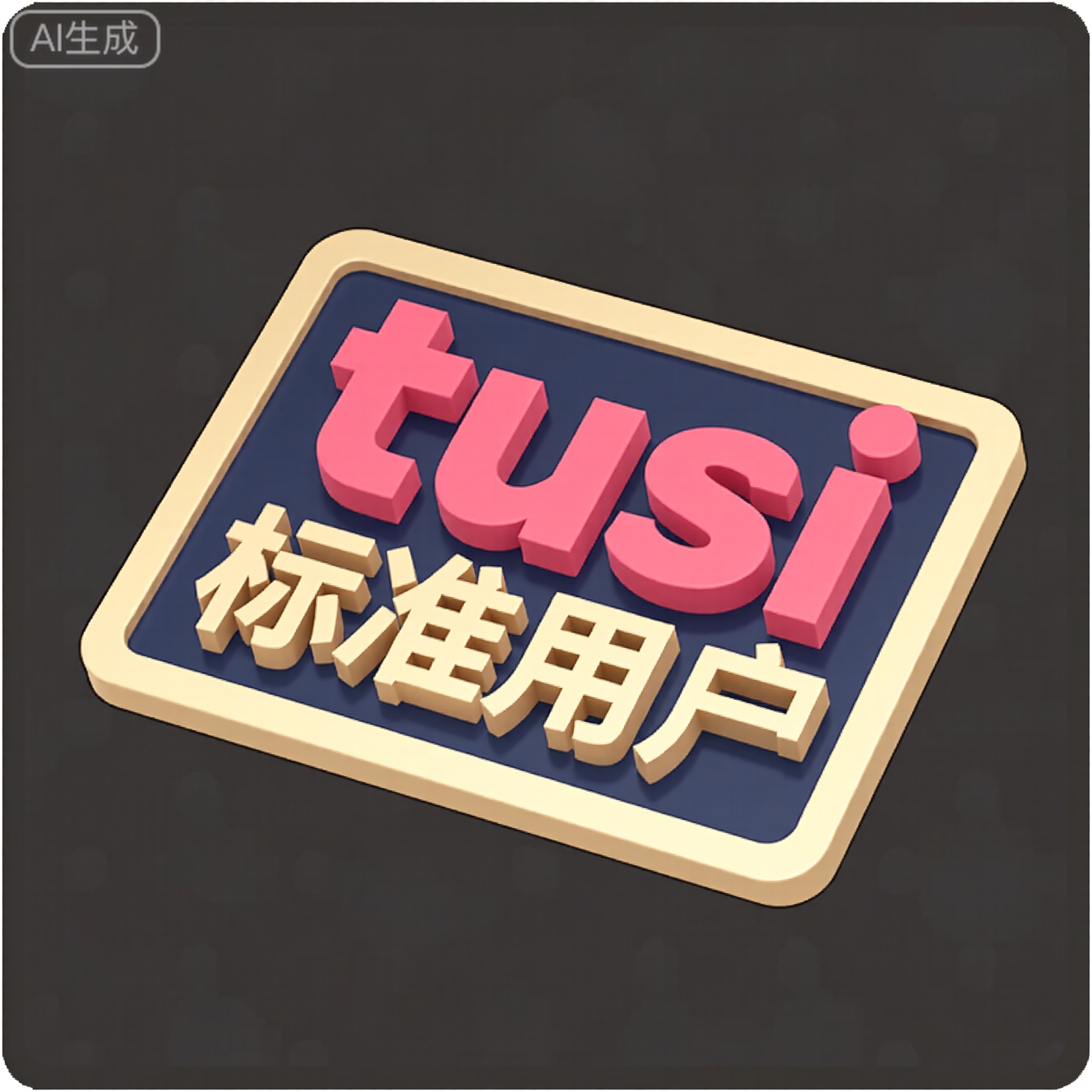 3D立体营销图标,身份卡牌,文字“tusi标准用户”,具有视觉冲击力