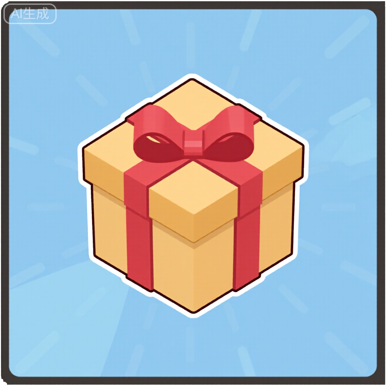 a gift box,text“Toast” ,solid blue background ,3D_icon_style, isometric view