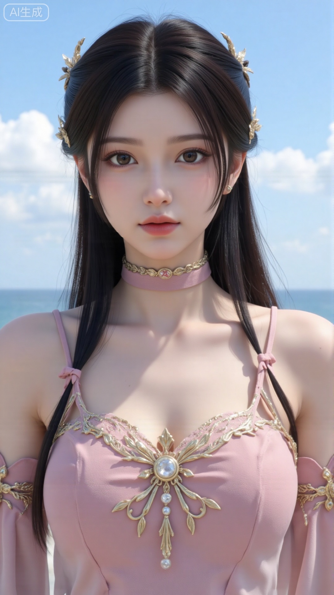 Very detailed face, extremely detailed eyes and face, blue eyes, (vacuum), 8K wallpaper, light leak, beautiful and detailed girl, extremely detailed CGUnity8K wallpaper, an extremely detailed and beautiful, beautiful and detailed eyes, masterpiece, best quality, Real photo level, (frontal shooting panoramic perspective), ( (Full body photo)), dynamic angle, dynamic pose, solo, ancient style silver hairpin with petals, blue sky and white clouds, (C cup), (huge round breasts), slender legs, super good figure, stunning beauty, (whole body in the mirror) , (wearing Lolita nightgown), (light reflects the shadow of the body through the clothes),vacuum,bare and smooth