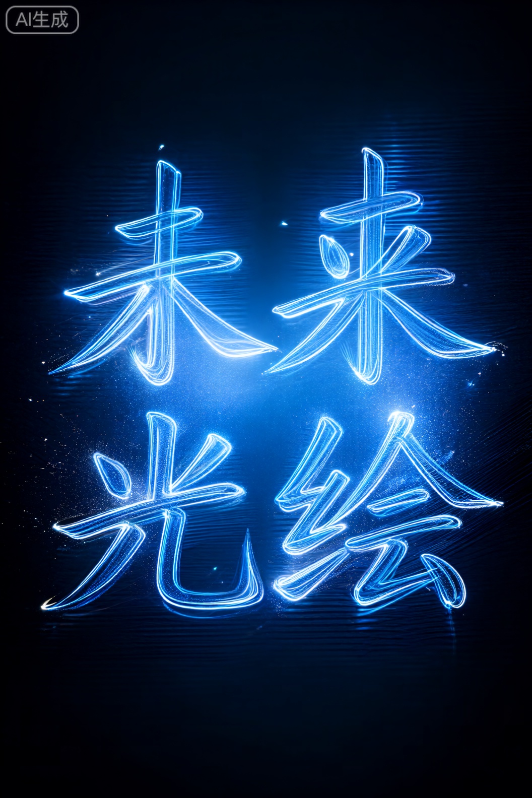 ((杰作)),((最佳画质)),8k 分辨率,高细节,极致细节,流动的线条,写着“未来光绘”光绘效果的文字,科幻,白光,光影效果,细节丰富,色彩鲜艳,guanghui