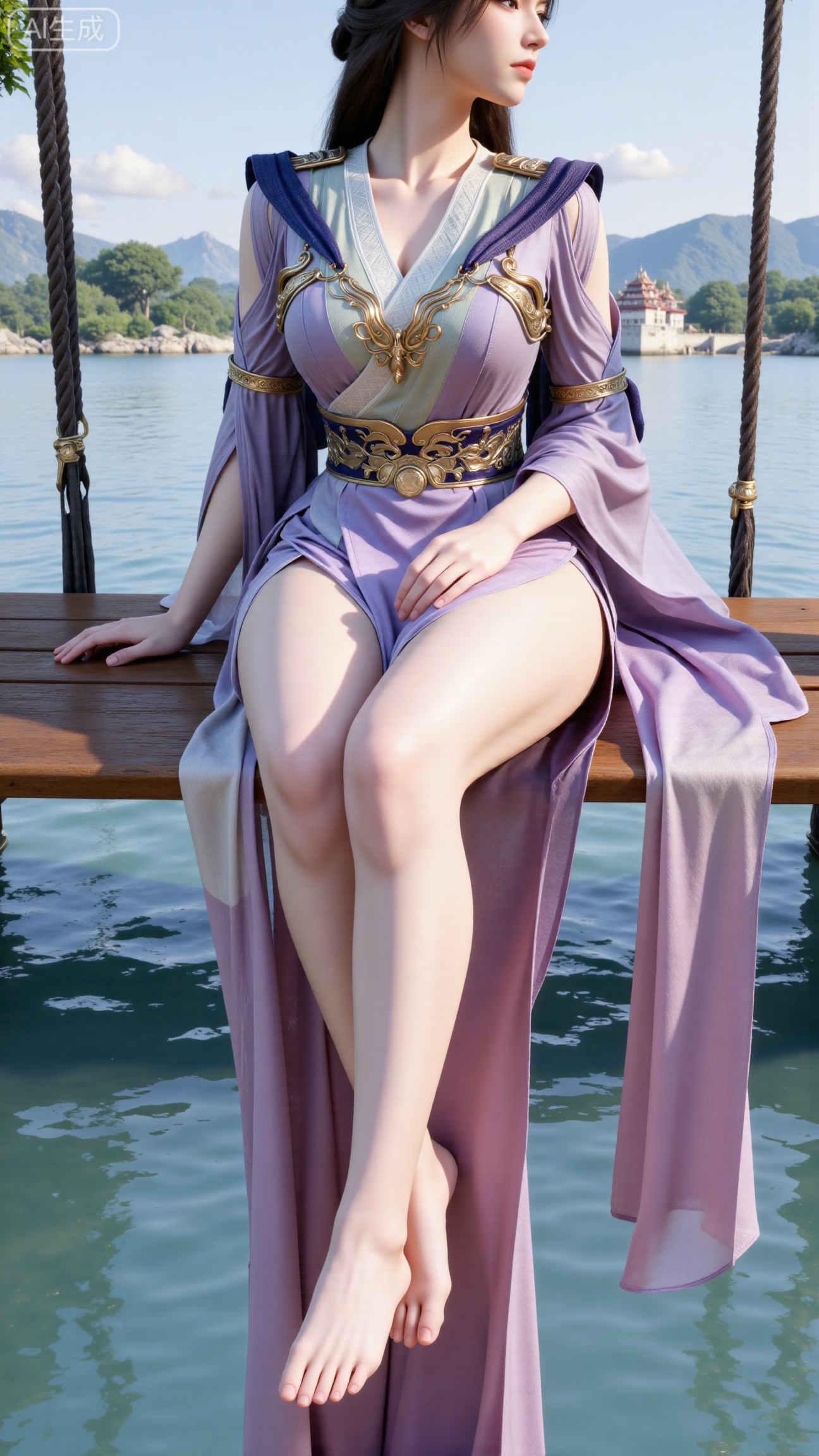  (masterpiece, top quality, best quality, official art, beautiful and aesthetic:1.2),Dynamic posture,(Sitting on the swing:1.39),natural skin texture,(Milky skin:1.2),1gir,solo,Dress, (Long legs, perfect proportions:1.2),(Sakura, butterfly:1.29),(huge breasts:2.99),(full breasts:2.99),castle, waterfall, mountains in the distance,XbaifengsongyuYH,Xbigbreasts,XmengkeerXHY,XliuyuH,Xyuanyaohongyi,Xyuanyaoxizao,Xyuanyaomuyu,Xyuanyaohongqun,XhanyunzhiXM,Xzhaoxinmeng,XxinruyinXM