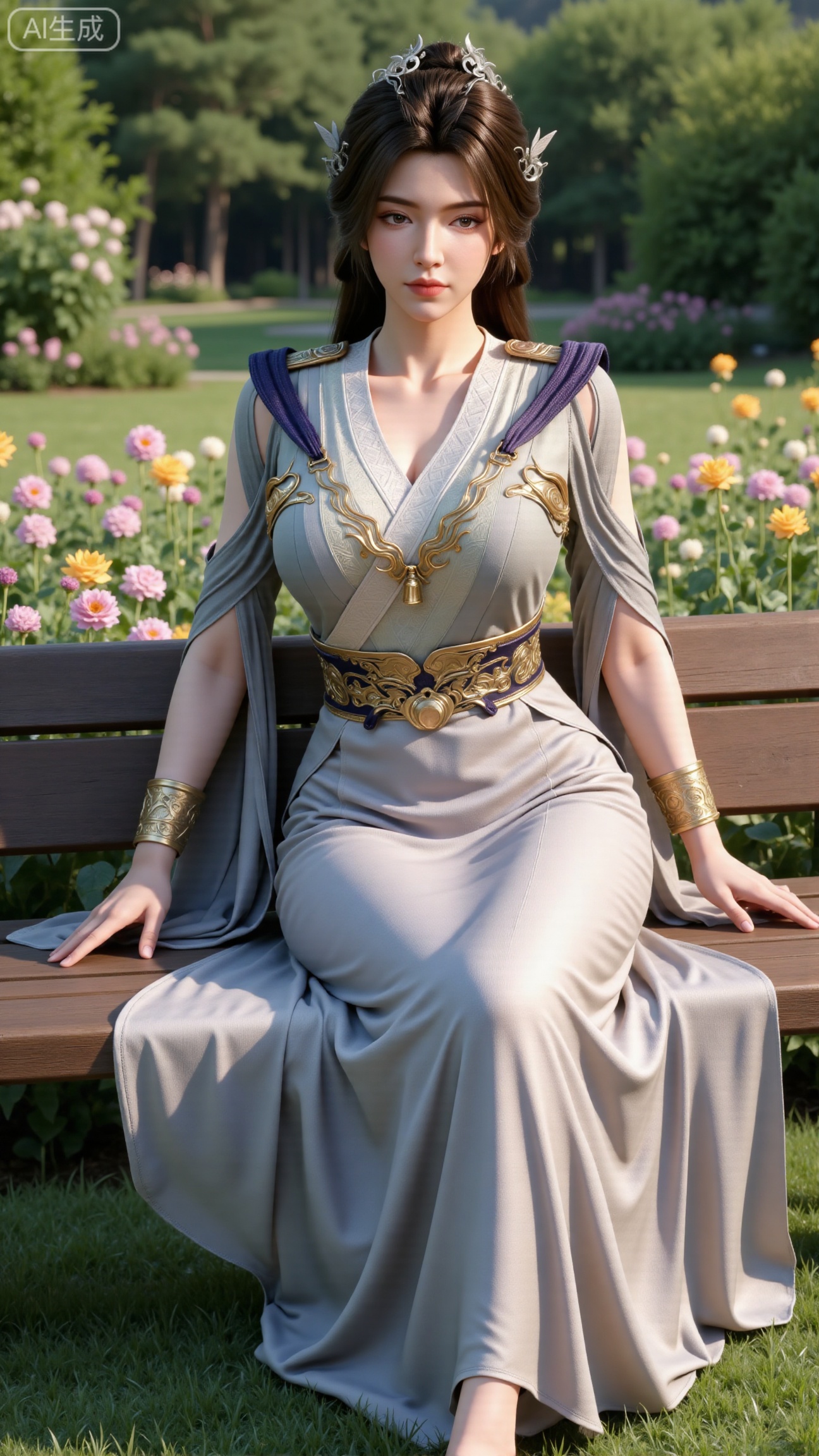 (masterpiece, best quality:1.2),A beauty ,(dress). Leaning on a garden bench filled with flowers,.Sunlight filters through the leaves onto her face, creating a lazy and gentle atmosphere, and her skirt sways softly in the breeze. 8K resolution, detailed texture of knitted fabric, lustrous pearl texture, vivid flower colors, soft natural light, Instagram - style filter texture.,(huge breasts:2.99),(full breasts:2.99),,Xbigbreasts,XbaifengsongyuYH,XzhenniteH,XliuyuH,XfenghuangqipaoXF,XfenghuangqipaoXF,Xyuanyaohongqun,Xyuanyaomuyu,Xyuanyaoxizao,Xyuanyaohongyi,Xqixiucosplay,Xyechangong,XyechangongXF,XxinruyinXM,XhanyunzhiX,Xzhaoxinmeng,XhanyunzhiXM